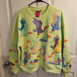 QUEEN OF SPARKLES Lime Green Sweatshirt